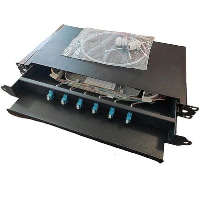গুণমান  6 Port Fiber Optic Patch Panel SC 12 Core 1U Rack Mount Fiber Enclosure কারখানা