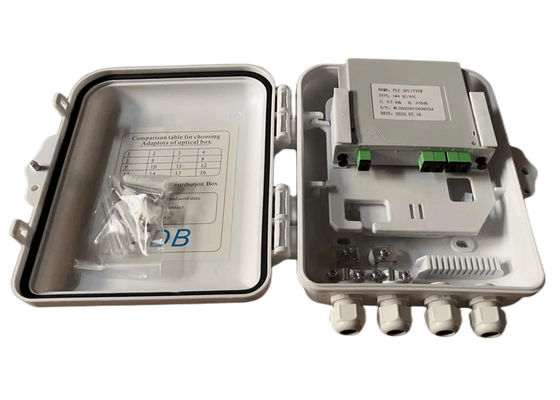 SC 1x8 PLC ফাইবার অপটিক স্প্লিটার বক্স IP65 12 কোর ওয়াল মাউন্ট করা