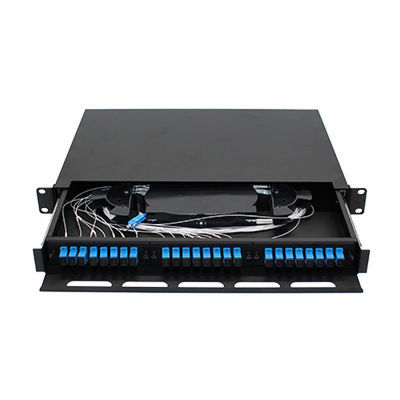 FTTH ফাইবার অপটিক প্যাচ প্যানেল র্যাক মাউন্ট 1U 24 কোর SC LC FC ST