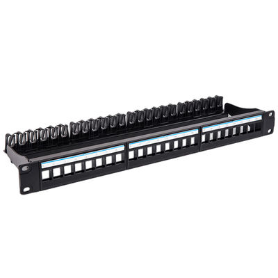 কালো UTP 1U কীস্টোন প্যাচ প্যানেল 24 পোর্ট CAT6 ফাঁকা RJ45 জ্যাক
