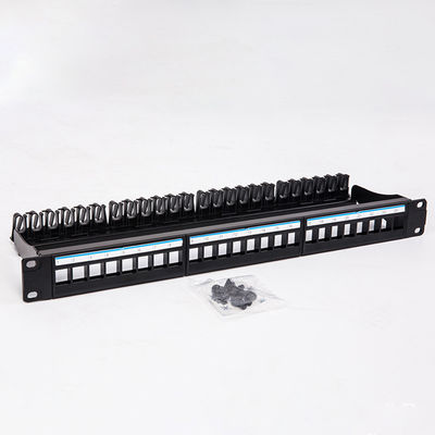 কালো UTP 1U কীস্টোন প্যাচ প্যানেল 24 পোর্ট CAT6 ফাঁকা RJ45 জ্যাক