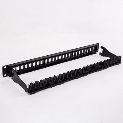 কালো UTP 1U কীস্টোন প্যাচ প্যানেল 24 পোর্ট CAT6 ফাঁকা RJ45 জ্যাক
