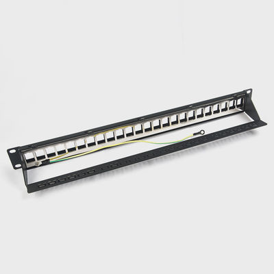 ম্যানেজমেন্ট বার সহ RJ45 নেটওয়ার্ক প্যাচ প্যানেল 24 পোর্ট 1U কীস্টোন C5 / C5E C6