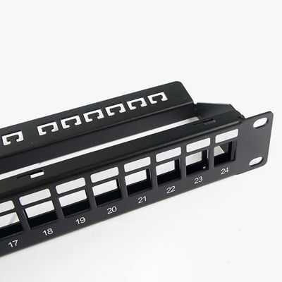ফাঁকা নেটওয়ার্ক প্যাচ প্যানেল আনশিল্ডেড RJ45 24 পোর্ট 1U প্যাচ প্যানেল