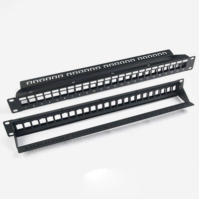 ফাঁকা নেটওয়ার্ক প্যাচ প্যানেল আনশিল্ডেড RJ45 24 পোর্ট 1U প্যাচ প্যানেল