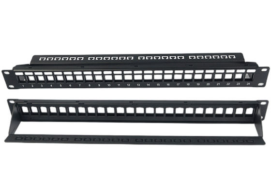 ফাঁকা নেটওয়ার্ক প্যাচ প্যানেল আনশিল্ডেড RJ45 24 পোর্ট 1U প্যাচ প্যানেল