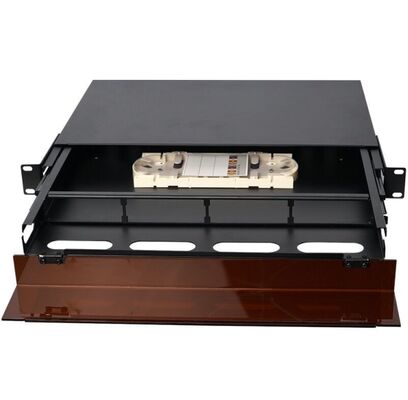 1U 96 কোরস MTP MPO -LC প্যাচ প্যানেল ODF চ্যাসিস এনক্লোজার, 4 ক্যাসেটের জন্য ডাস্ট কভার সহ স্লাইডিং টাইপ